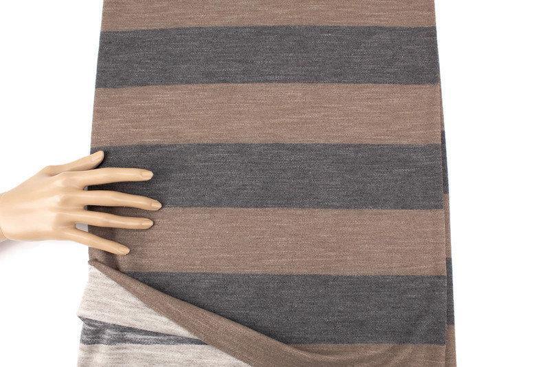 Heather Brown Wide Stripe Baby French Terry Knit Fabric by the yard FTK00795R - Felinus Fabrics