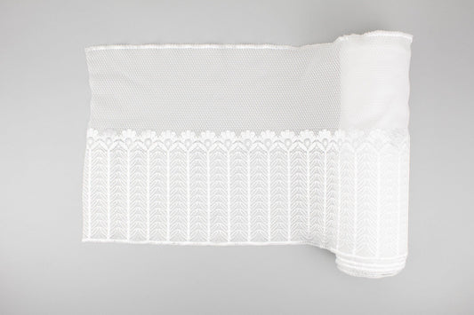 White Wide Stretch Lingerie Lace Trim for Girdles 12.25 inches width by the yard SLT00223 - Felinus Fabrics