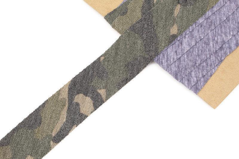 Heather Blue Sweater Knit and Camouflage Bias Tape 1.5 inches width x 10.5 yards (3 pieces) BST00175 - Felinus Fabrics