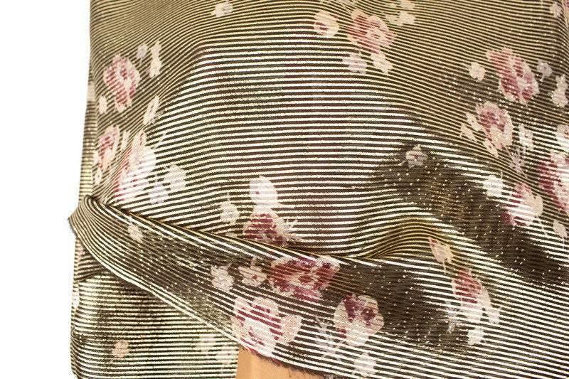 Gold and Blush Narrow Stripe Italian Silk Metal Blend Chiffon Fabric Woven Designer Fabric by the yard LWW00197 - Felinus Fabrics