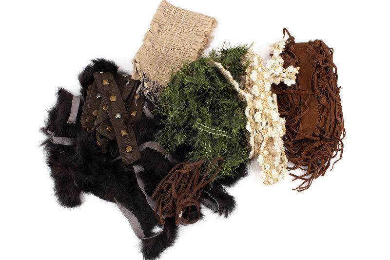 Brown Beige Olive Variety Fancy Trim and Applique Scrap Pack Scrap Bundle Pack - Felinus Fabrics