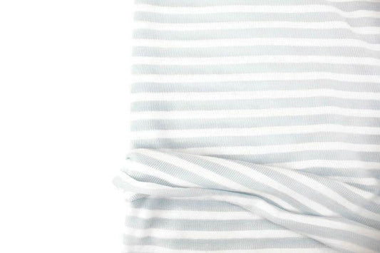 Light Muted Blue and White Stripe Sweater Knit Fabric by the yard OSK01052R - Felinus Fabrics