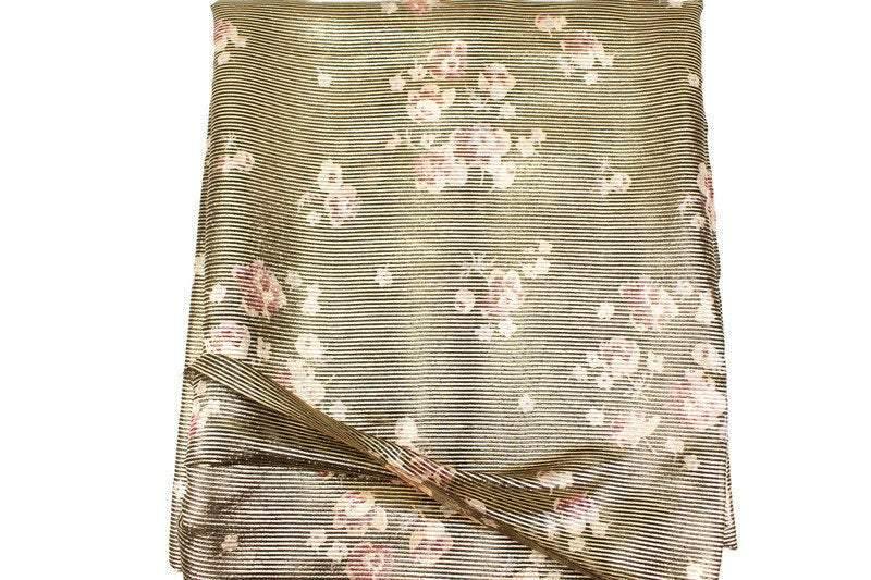 Gold and Blush Narrow Stripe Italian Silk Metal Blend Chiffon Fabric Woven Designer Fabric by the yard LWW00197 - Felinus Fabrics