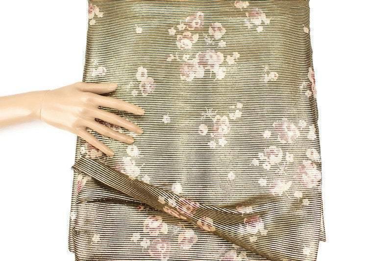 Gold and Blush Narrow Stripe Italian Silk Metal Blend Chiffon Fabric Woven Designer Fabric by the yard LWW00197 - Felinus Fabrics