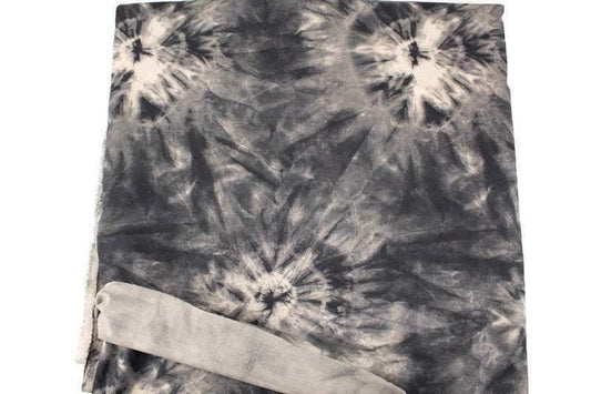 Black and Pale Beige Tie Dye Graphic Print Cotton Fabric Light Weight Woven Shirting Designer Fabric by the yard - Felinus Fabrics