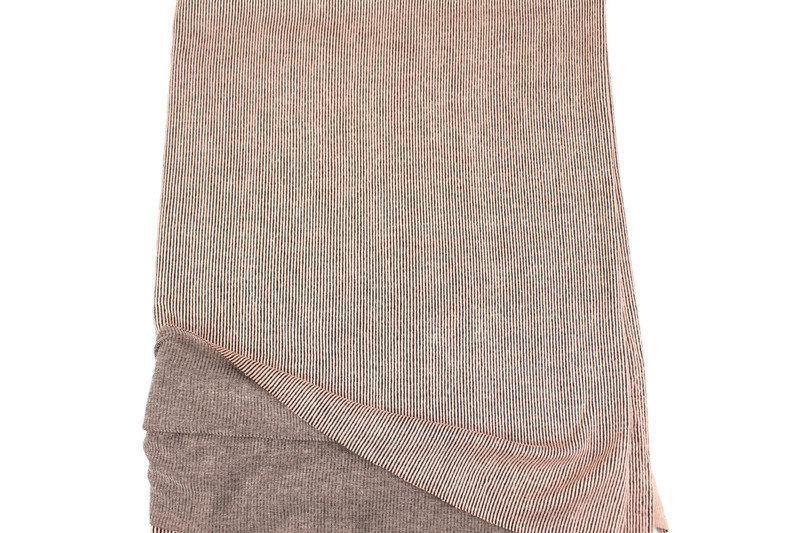 Peach Pink and Black Narrow Vertical Stripe Jacquard Knit Fabric by the yard STK00261R - Felinus Fabrics