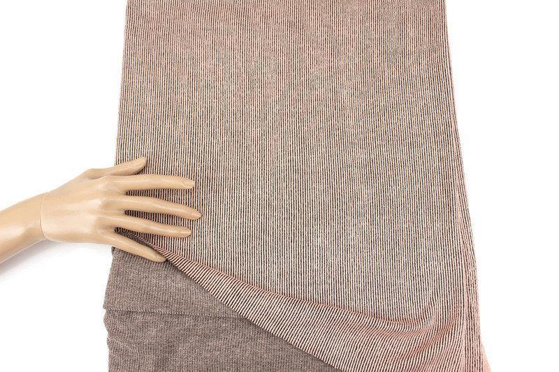 Peach Pink and Black Narrow Vertical Stripe Jacquard Knit Fabric by the yard STK00261R - Felinus Fabrics