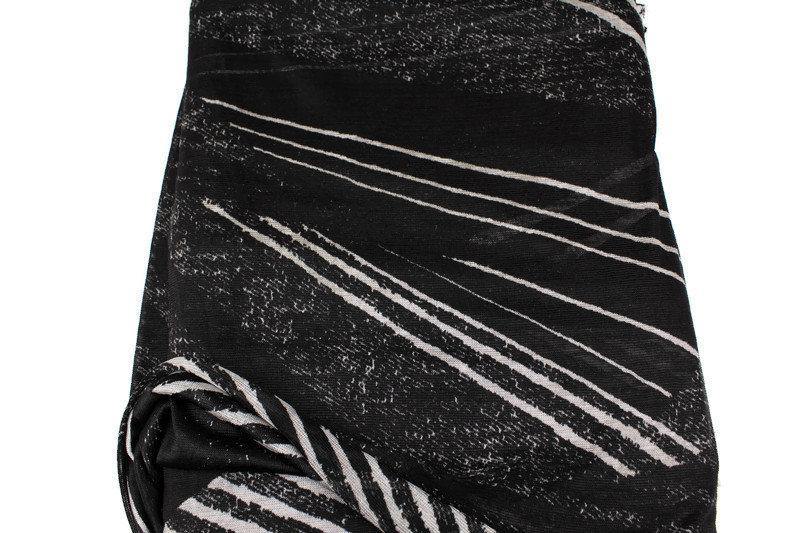 Black and Off White Graphic Lines Light Weight Open Weave Sweater Knit Fabric Designer Fabric by the yard - Felinus Fabrics