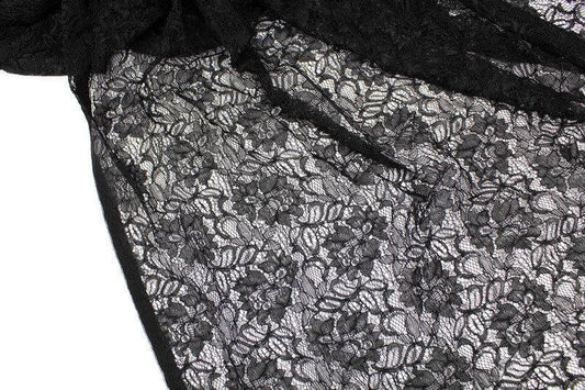 Black Floral Lace Fabric Designer Lace by the yard - Felinus Fabrics