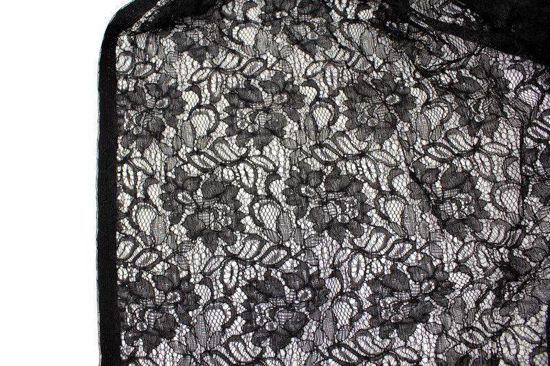 Black Floral Lace Fabric Designer Lace by the yard - Felinus Fabrics