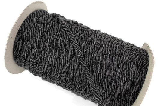 Black and Gray Stripe Sweater Knit Trim Spaghetti Straps Hollow Tube Tubular Trim 5 yards - Felinus Fabrics