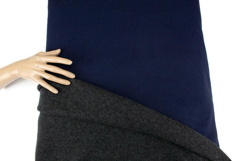 Dark Blue and Gray Wool Blend Double Face Sweater Knit Double Sided Reversible Knit Fabric by the yard OSK01073R - Felinus Fabrics
