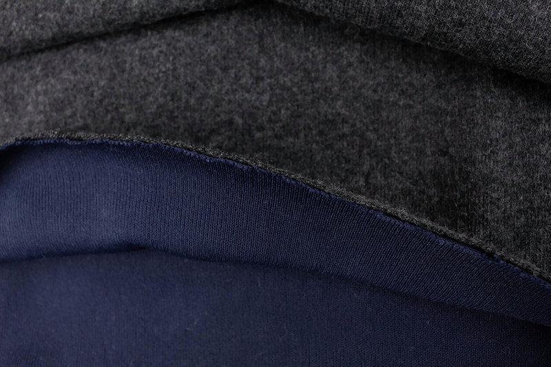 Dark Blue and Gray Wool Blend Double Face Sweater Knit Double Sided Reversible Knit Fabric by the yard OSK01073R - Felinus Fabrics