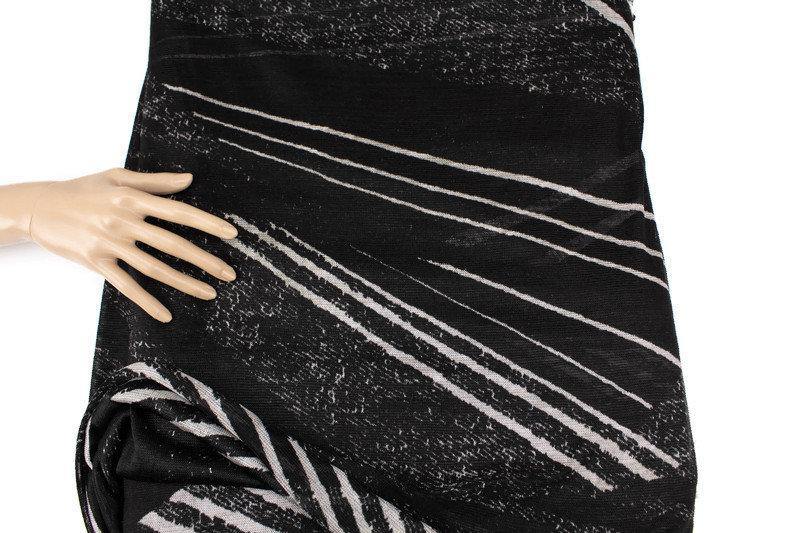 Black and Off White Graphic Lines Light Weight Open Weave Sweater Knit Fabric Designer Fabric by the yard - Felinus Fabrics