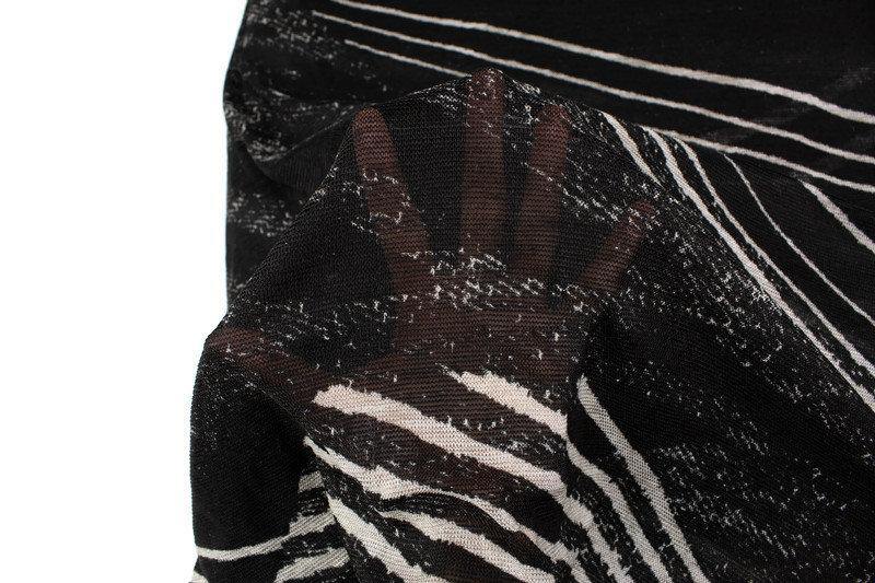 Black and Off White Graphic Lines Light Weight Open Weave Sweater Knit Fabric Designer Fabric by the yard - Felinus Fabrics