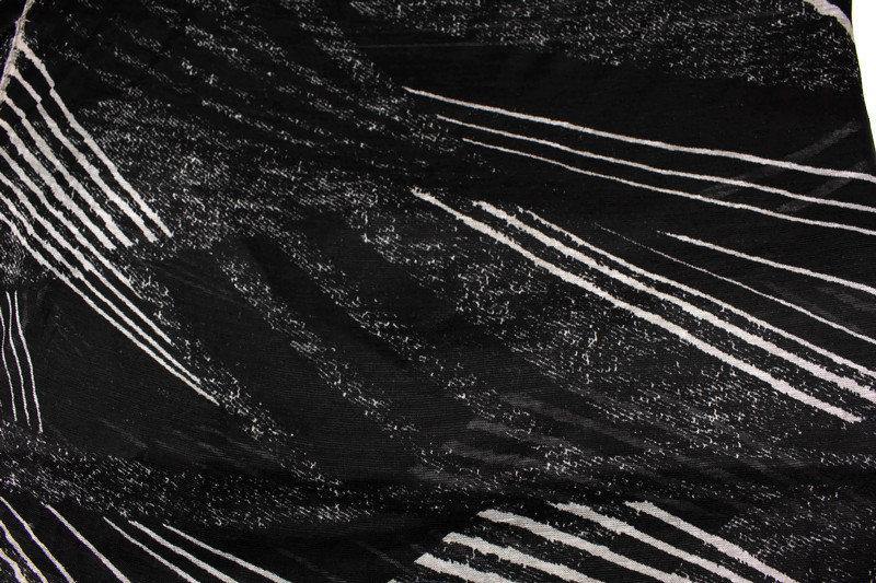 Black and Off White Graphic Lines Light Weight Open Weave Sweater Knit Fabric Designer Fabric by the yard - Felinus Fabrics