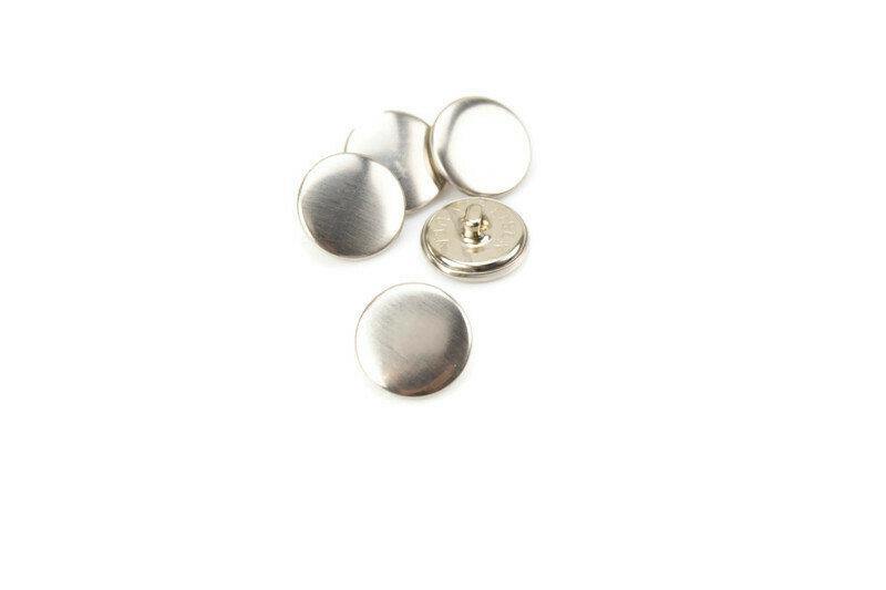 18mm Silver Flat Buttons 5 Pieces - Felinus Fabrics