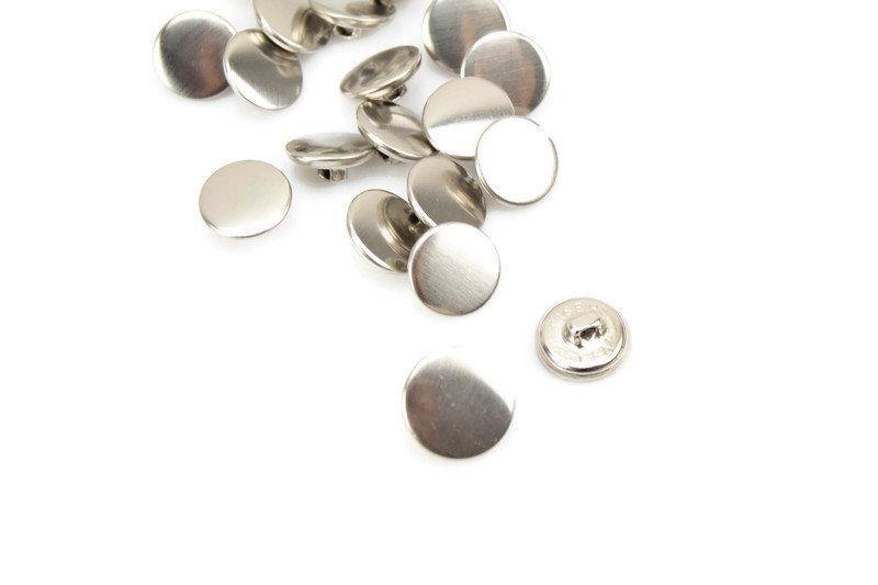 15mm Silver Flat Metal Button 5 Pieces - Felinus Fabrics