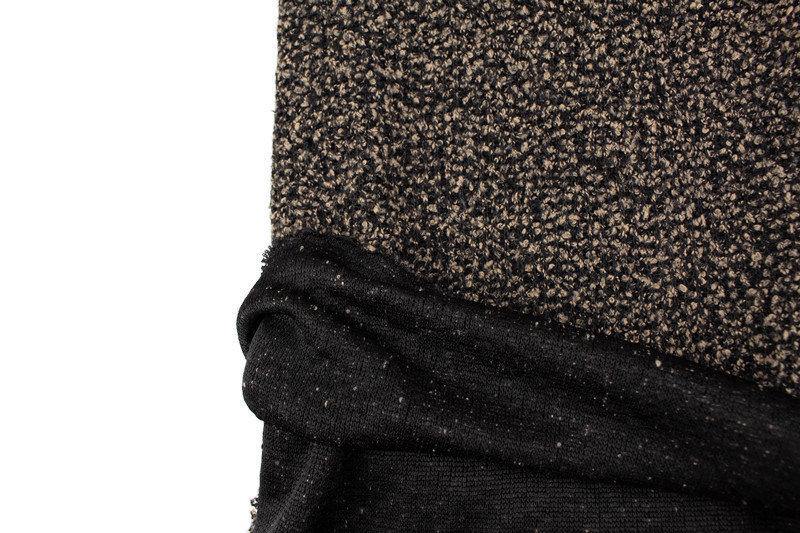 Beige and Black Boucle Fancy Open Weave Sweater Knit Fabric by the Yard - Felinus Fabrics