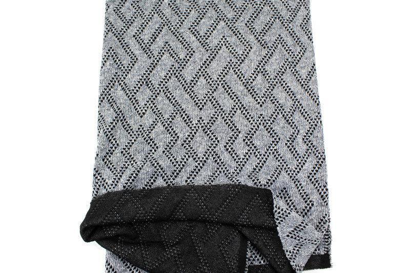 Heather Gray and Black Geometric Diamond Design Double Face Sweater Knit Fabric 42 inches length OSK01077 - Felinus Fabrics