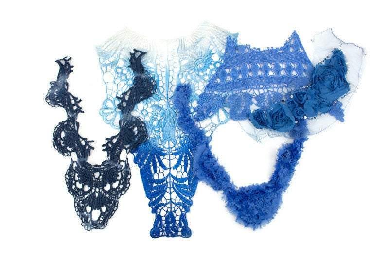 Blue Fancy Applique Variety Bundle Pack 5 Pieces - Felinus Fabrics