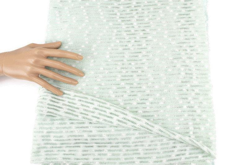 Pale Mint and Off White Narrow Stripe Open Weave Sweater Knit Fabric 1 yard OSK01085 - Felinus Fabrics