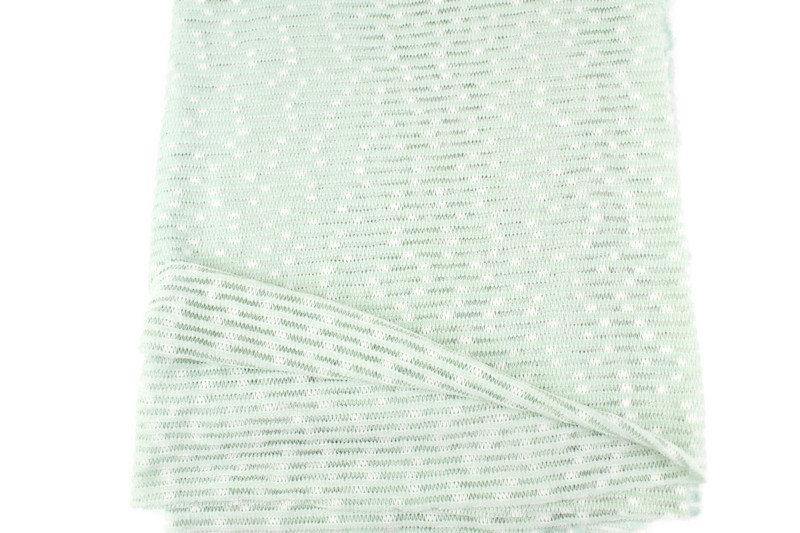 Pale Mint and Off White Narrow Stripe Open Weave Sweater Knit Fabric 1.5 yards OSK01085A - Felinus Fabrics