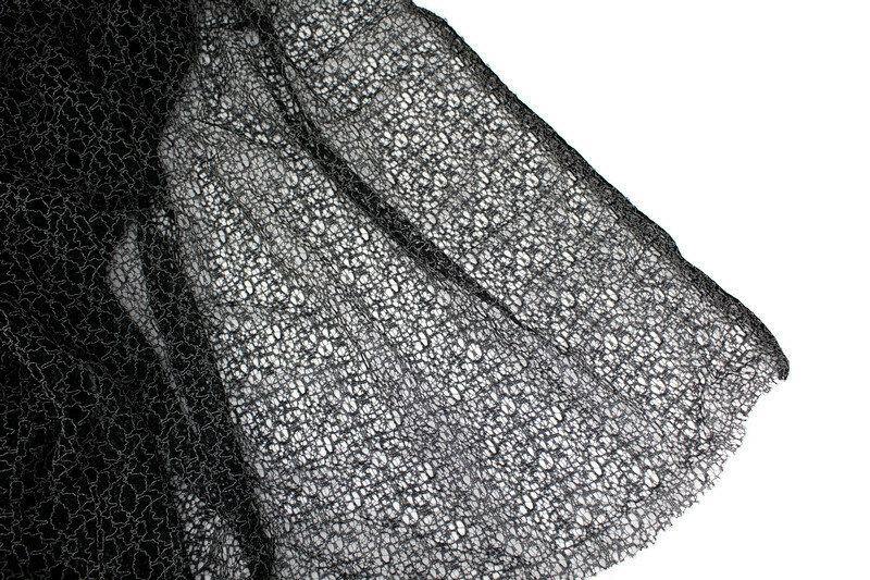 Black and Gray Spider Web Modern Lace Fabric Non Stretch 1 yard 33 inches - Felinus Fabrics