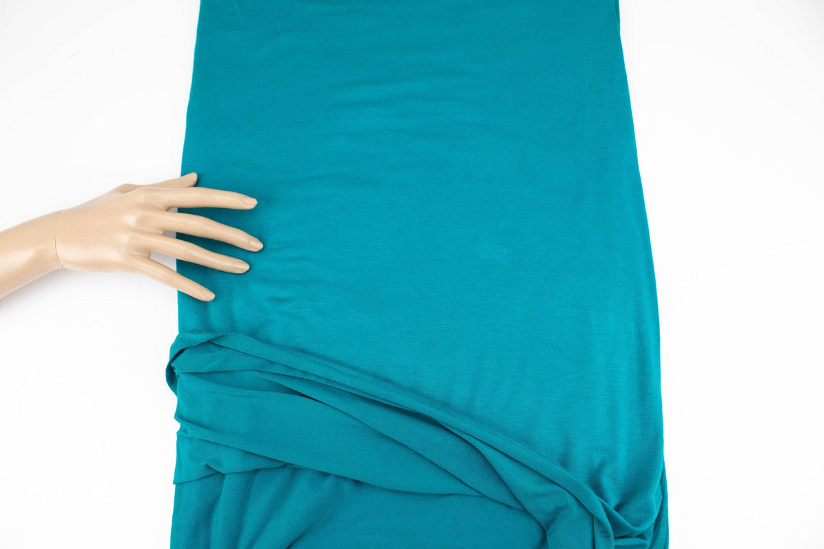 Teal Knit Jersey Fabric by the yard ATK00487R - Felinus Fabrics