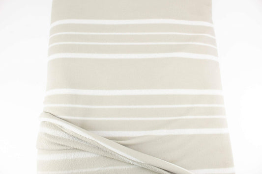 Stone and Off White Stripe Designer Fleece Made in Italy by the yard Extra Wide STK00265 - Felinus Fabrics