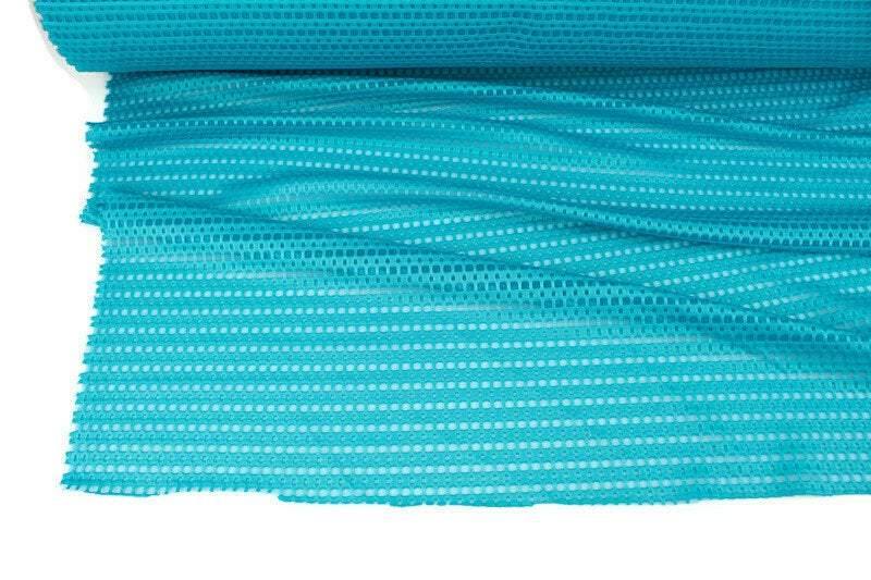 Deep Aqua Ponte Cut Out on Mesh Knit Fabric Athletic Yoga Sports Bra Knit Fabric by the yard ATK00494R - Felinus Fabrics