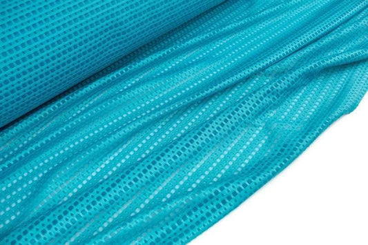 Deep Aqua Ponte Cut Out on Mesh Knit Fabric Athletic Yoga Sports Bra Knit Fabric by the yard ATK00494R - Felinus Fabrics