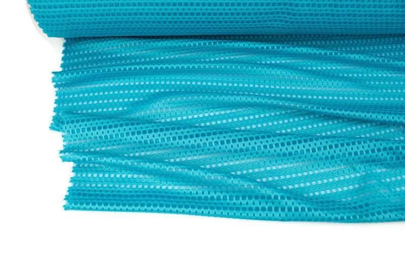 Deep Aqua Ponte Cut Out on Mesh Knit Fabric Athletic Yoga Sports Bra Knit Fabric by the yard ATK00494R - Felinus Fabrics