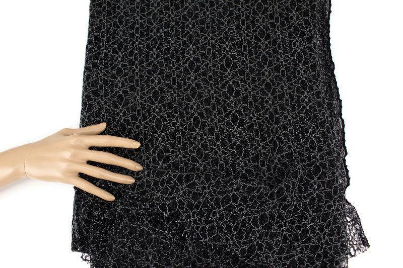 Black and Gray Spider Web Modern Lace Fabric Non Stretch 1 yard 33 inches - Felinus Fabrics