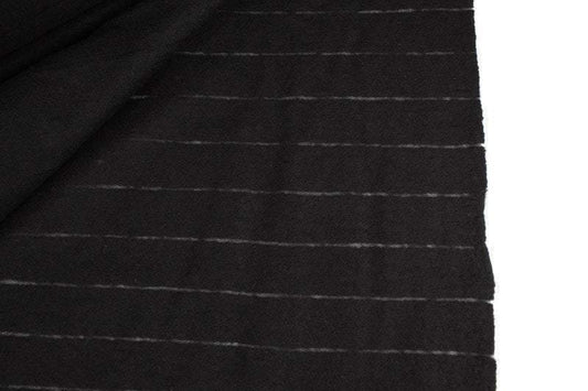 Black Fagoting Stripe Boiled Wool Fabric Designer Fabric Deadstock Fabric by the yard ATW00140R - Felinus Fabrics