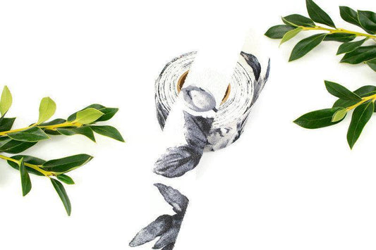 Cream and Gray Blue Embossed Cloque Crepe Georgette Woven Bias Tape 1.25 inches width x 12 yards BST00200 - Felinus Fabrics