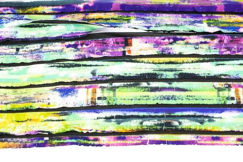 Purple Multi Ruffled Tier Knit Fabric by the yard ATK00497R - Felinus Fabrics