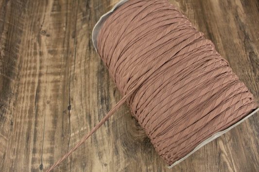 Brown Rib Knit Trim Spaghetti Straps Hollow Tube Tubular Trim 1/4 inch width x 5 yards - Felinus Fabrics