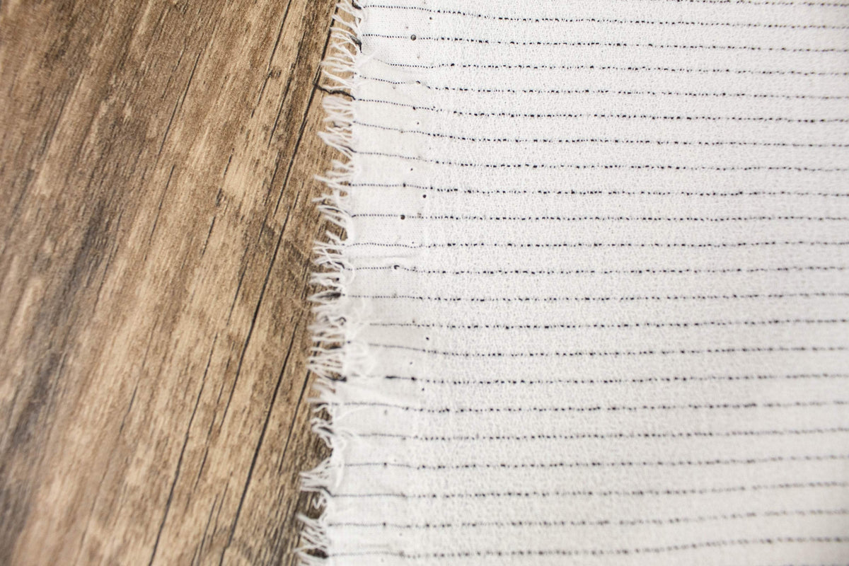Off White and Black Pinstripe Double Crepe Woven Fabric by the yard ATW00143R - Felinus Fabrics