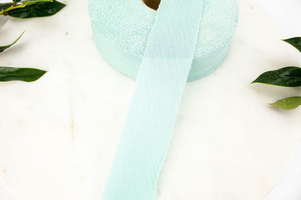 Mint Crinkle Georgette Woven Bias Tape Binding Tape Trim 1-3/8 inches width x 35 yards BST00210 - Felinus Fabrics