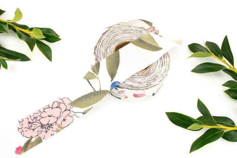 Cream Floral Polyester Crepe Georgette Woven Bias Tape 1.25 inches width x 16 yards BST00197 - Felinus Fabrics