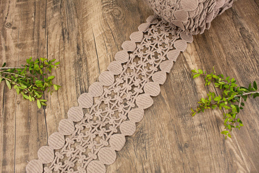 Brown Wide Cotton Lace Trim 4 inches width by the yard - Felinus Fabrics