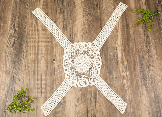 Ecru Floral Lace Back Applique APP00214 - Felinus Fabrics