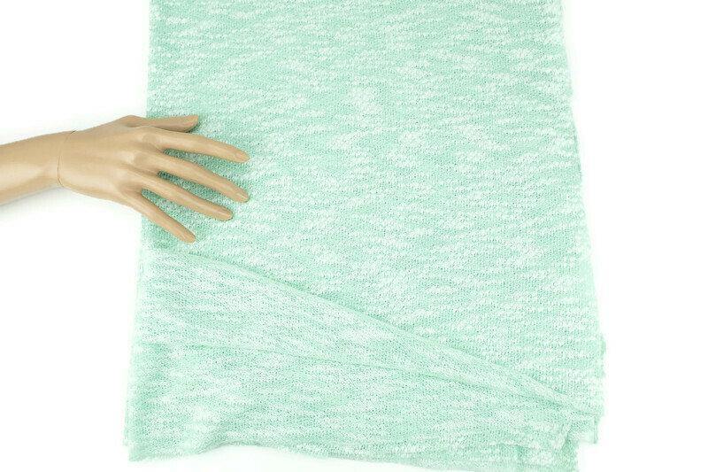 Heather Mint and Off White Open Weave Sweater Knit Fabric by the yard OSK01092R - Felinus Fabrics