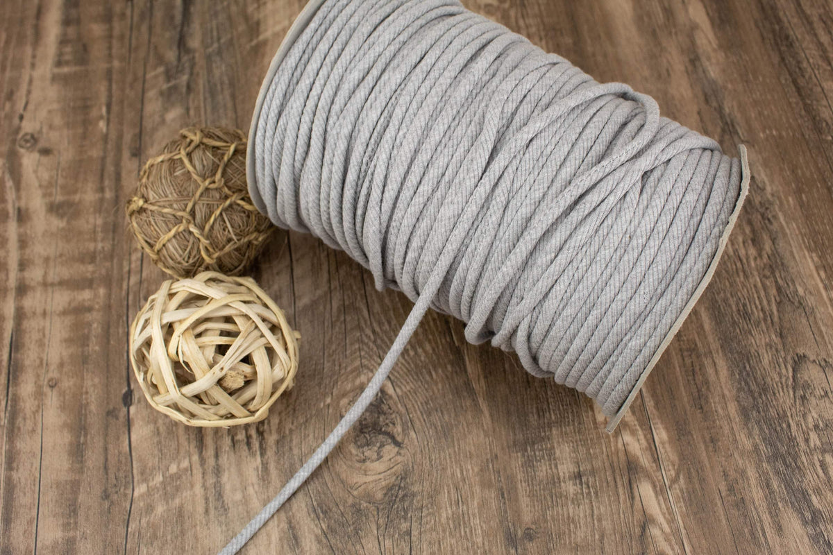 Gray Rib Knit Trim Spaghetti Straps Hollow Tube Tubular Trim 5 yards ATN01051 - Felinus Fabrics