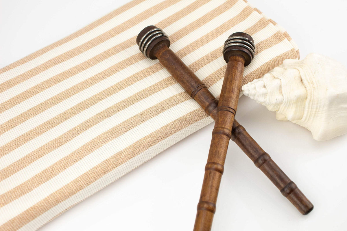 Buttercream and Metallic Gold Stripe Rib Knit Fabric by the yard - Felinus Fabrics
