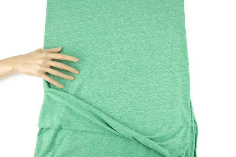 Heather Green Tri Blend Knit Jersey Fabric by the yard - Felinus Fabrics