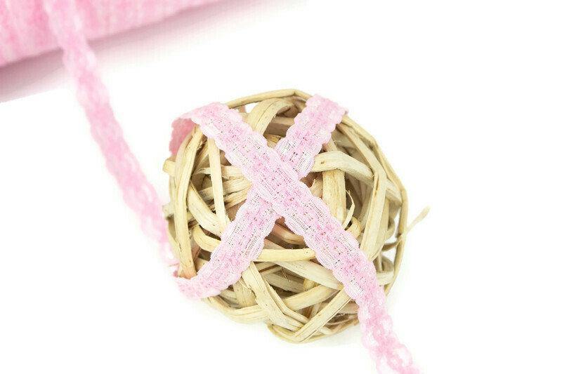 Pink Lace Like Elastic Trim 1/2 inch width x 5 yards  ELT00212 - Felinus Fabrics