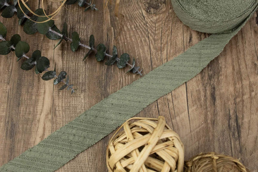 Sage Green Fancy Stripe Sweater Knit Bias Tape Binding Tape 13 yards - Felinus Fabrics
