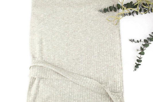 Heather Light Warm Gray Rib Sweater Knit Fabric by the yard - Felinus Fabrics